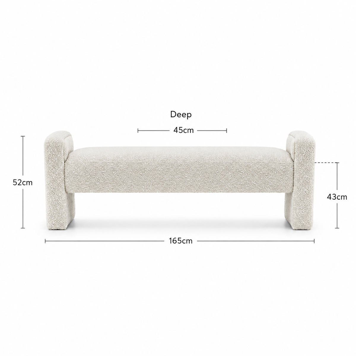 Ivy Boucle Bench Seat - Ottoman - Bed End