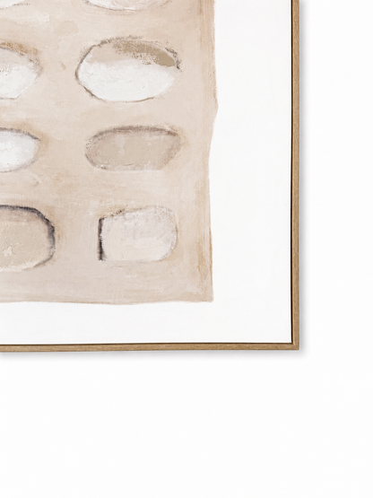 Calm Stones Medium - Framed Printed Canvas - Light Natural Frame - 80 x 160cm