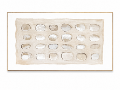 Calm Stones Medium - Framed Printed Canvas - Light Natural Frame - 80 x 160cm