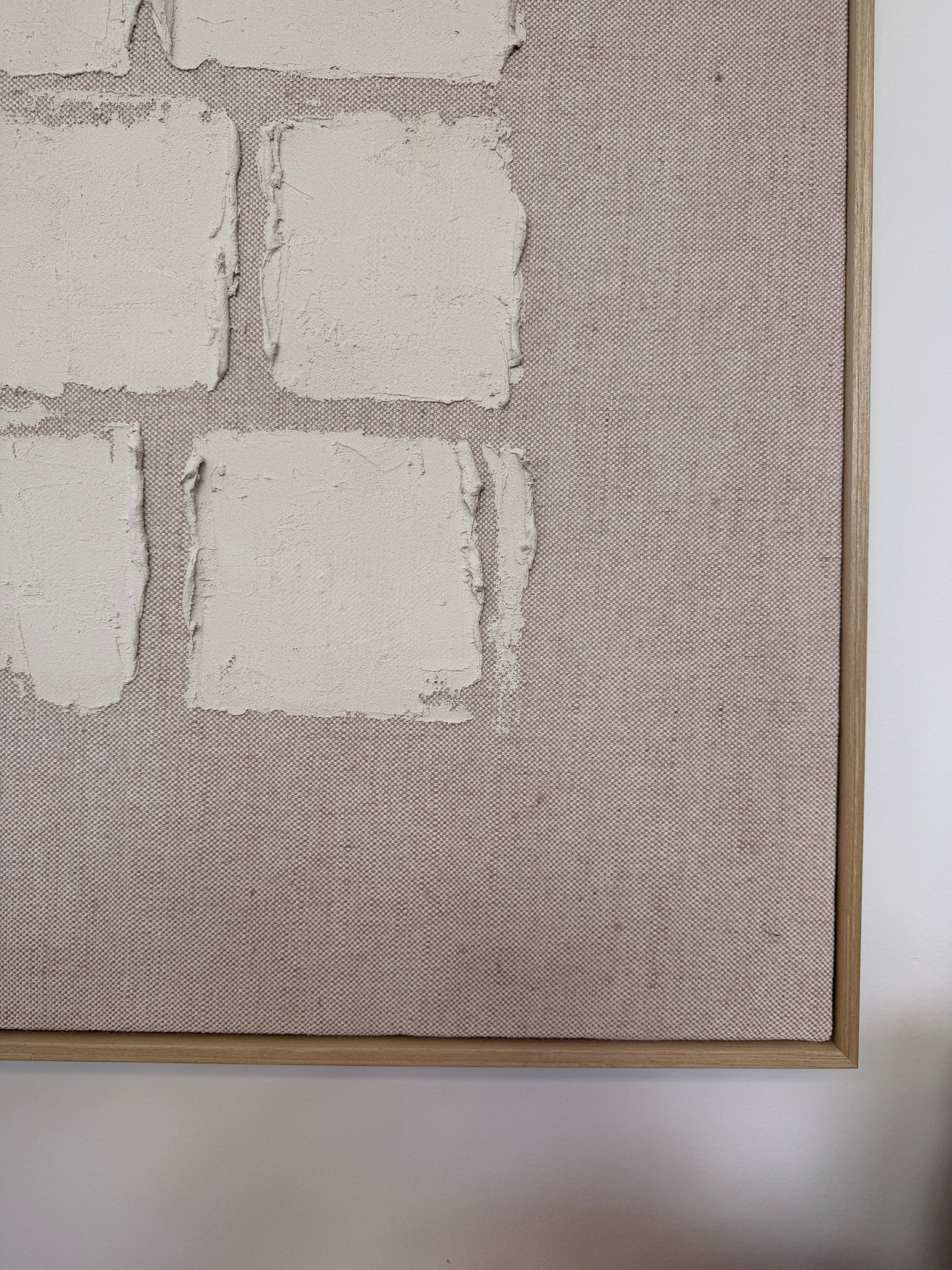 Linen Natural Cubes - Heavily Textured Framed Canvas 80cm