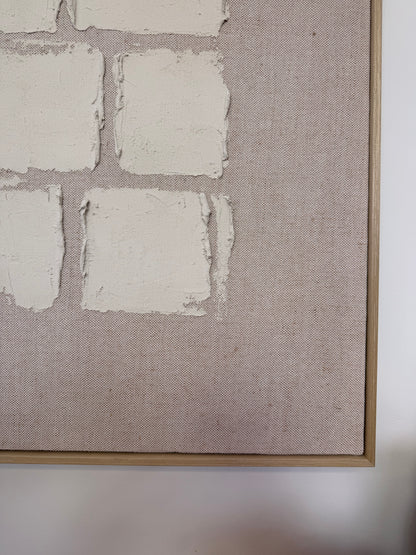 Linen Natural Cubes - Heavily Textured Framed Canvas 80cm