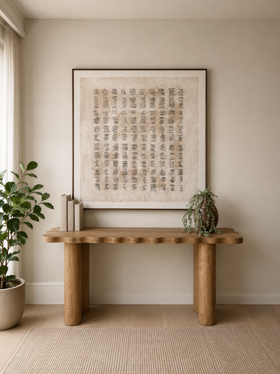 Earth Rhythm - Stretched Canvas with Oak Natural Frame - 120 x 120cm