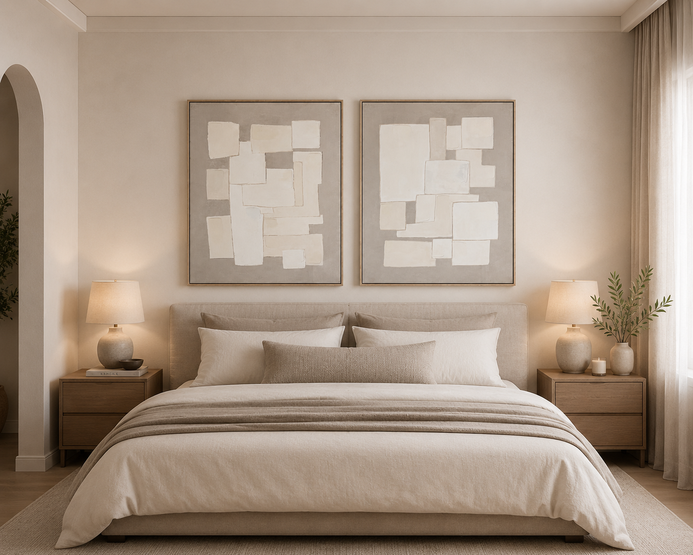 Form & Balance - Duo Set Framed Canvas - Oak frame - LARGE 160 x 200cm