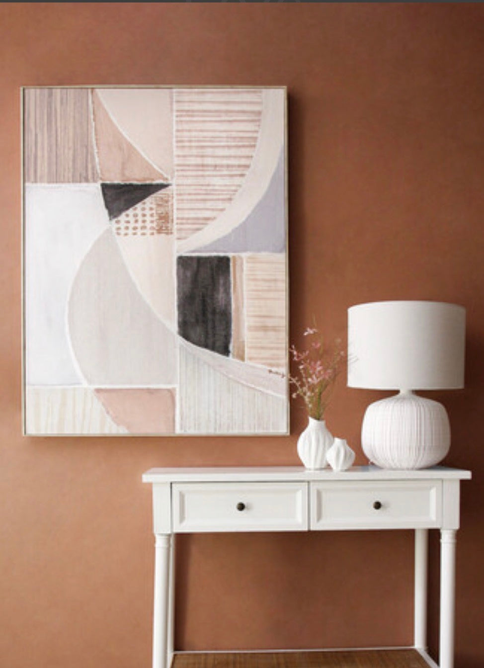 Abstract Framed Caramels Stretched Canvas - 90x120cm
