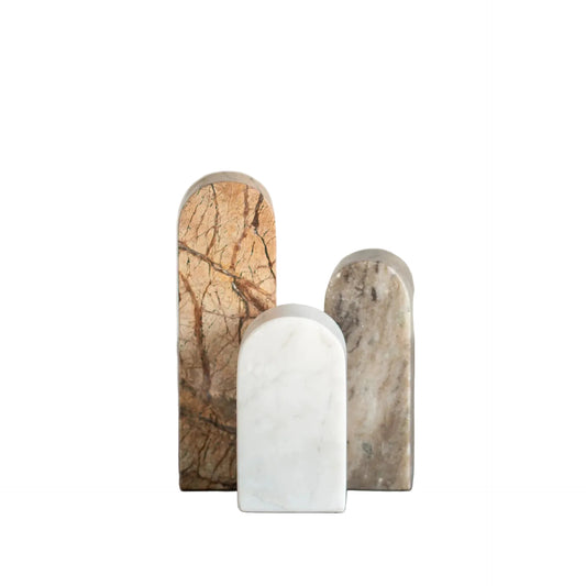 Marble 3 piece arched sculptures
