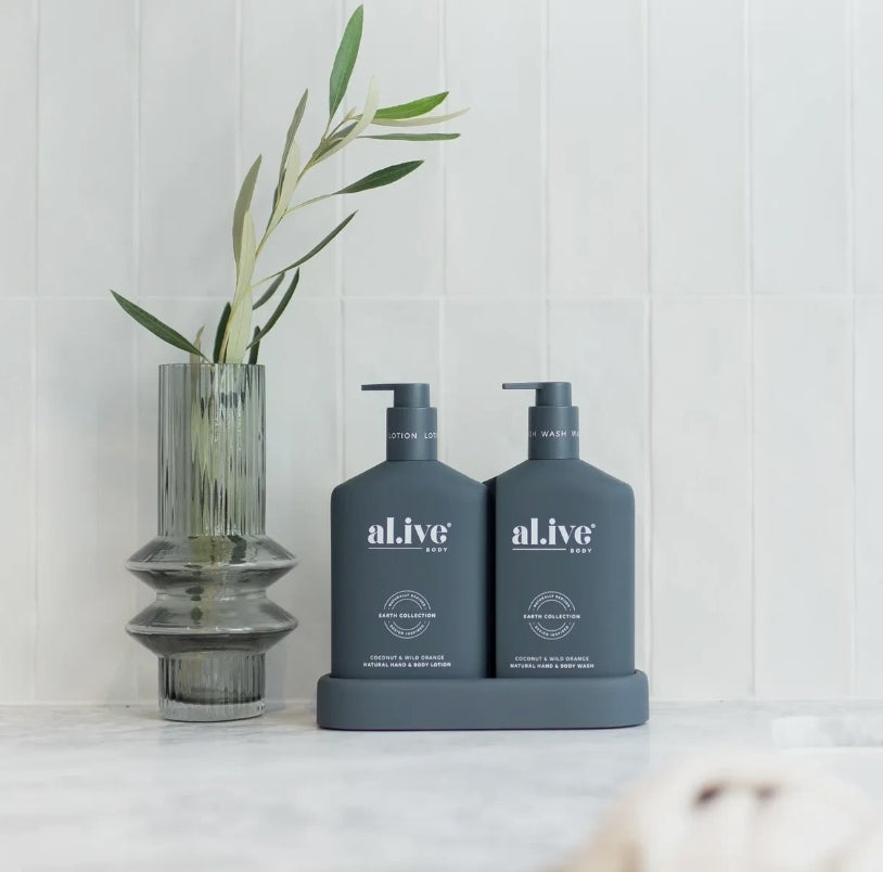 Al.ive Wash & Lotion Duo - Coconut & Wild Orange Tester - Charcoal