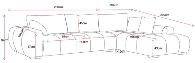 Sophia Chaise Sofa - Charcoal
