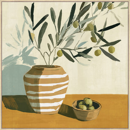 Italian Beauty Potted Olives - Framed Canvas image 1