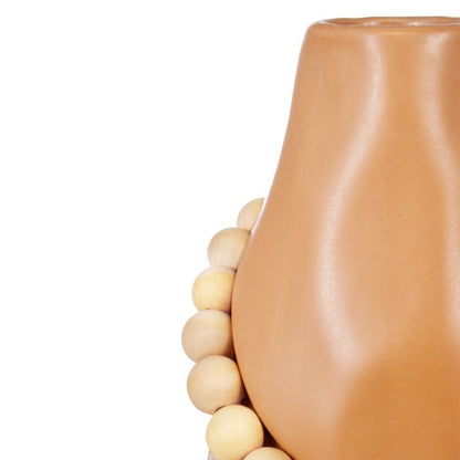 Lorna Ceramic Terracotta Vase with Timber Beads image 1