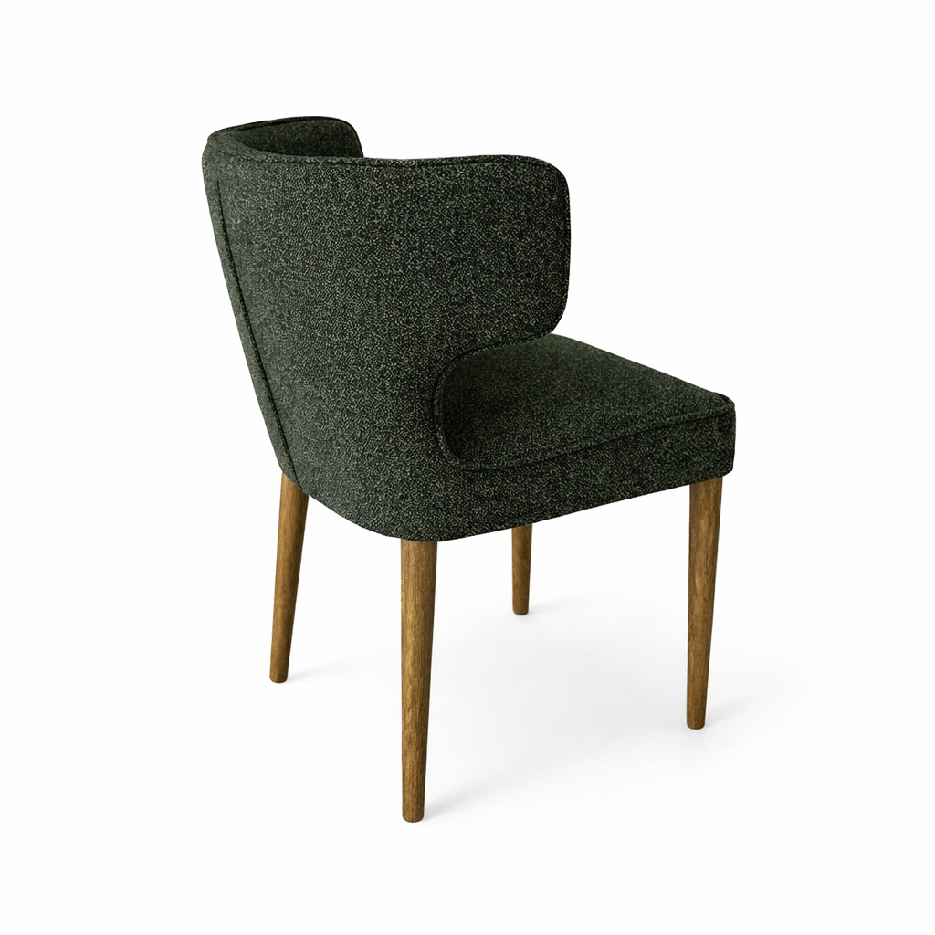 Avia Solid Timber Dining Chair - Green Textured Fabric image 2