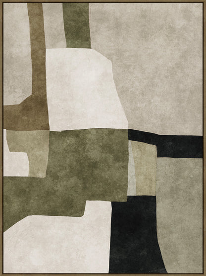 Puzzled Duo- Oak Natural Framed Canvas - Set of 2 image 1
