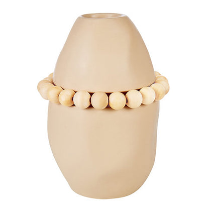 Lea Ceramic Cream Vase with Wood Bead