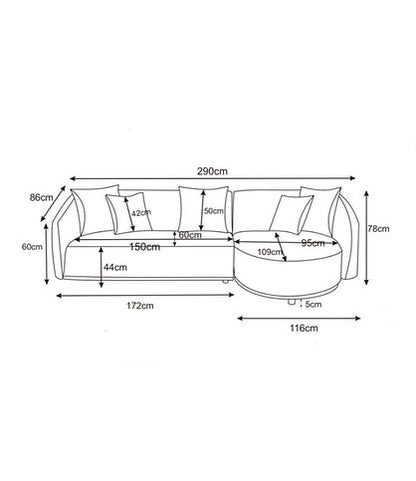 Janson Sofa Lounge with Curved Chase - Left Side