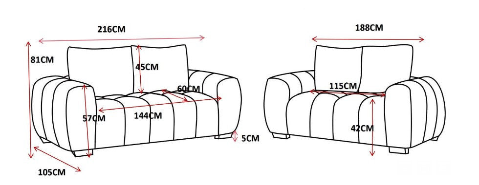 Sophia 3 Seat Sofa Lounge - A21 Charcoal
