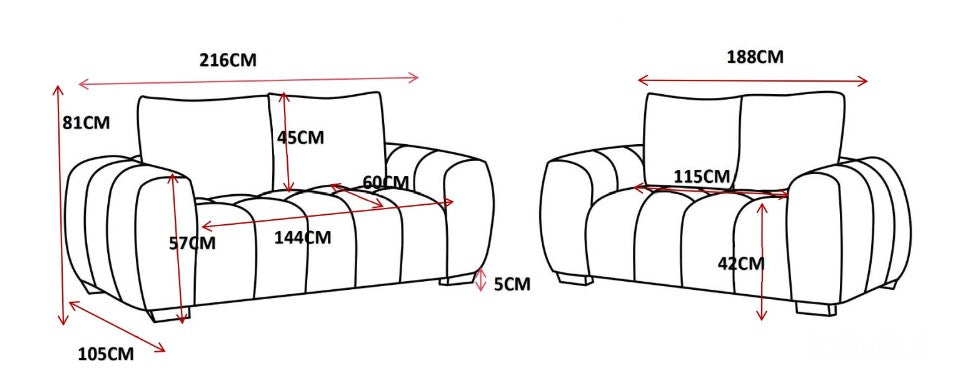 Sophia - 3 Seat Oatmeal Sofa Lounge - Dust 130