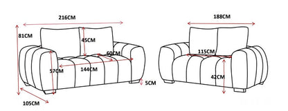 Sophia 3 Seat Sofa Lounge - Mid Grey