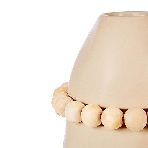 Lea Ceramic Cream Vase with Wood Bead