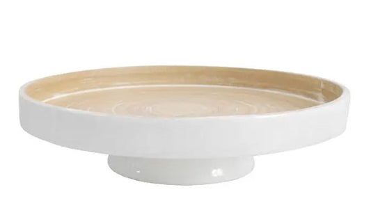 White Bamboo Pedestal Tray/Bowl