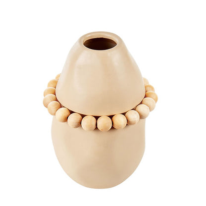 Lea Ceramic Cream Vase with Wood Bead